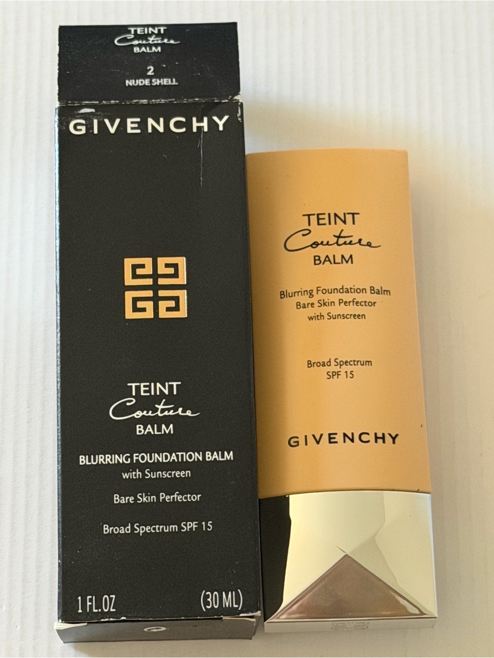 Givenchy Teint Couture Balm in Nude Shell - Black & Peach Packaging
